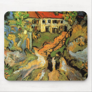 Tapis De Souris Rue et escaliers du village d'Auvers, personnages