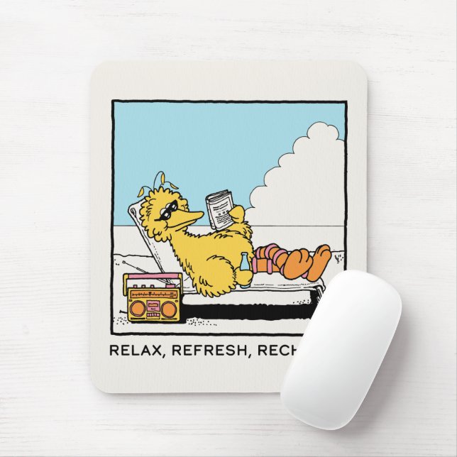 Tapis De Souris Rue Sésame | Big Bird Relax Refresh Recharge (Avec souris)