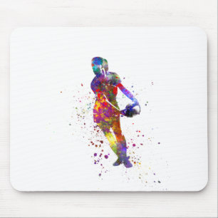Tapis De Souris rugby féminin à l'aquarelle