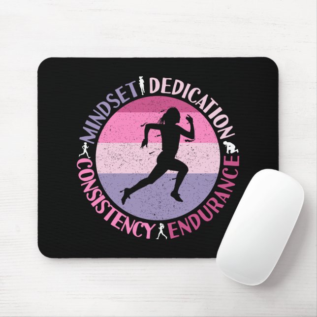 Tapis De Souris Running Mindset - Citation d'endurance de la fille (Avec souris)