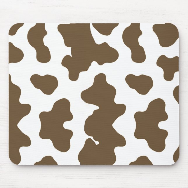 Tapis De Souris Russe Brown & Vache blanche Imprimer Pays Ouest (Devant)
