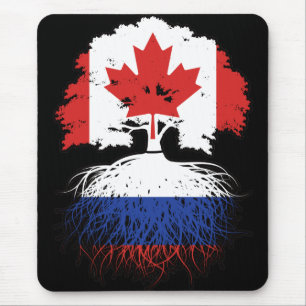 Tapis De Souris Russie Russie Canada drapeau des racines de l'arbr