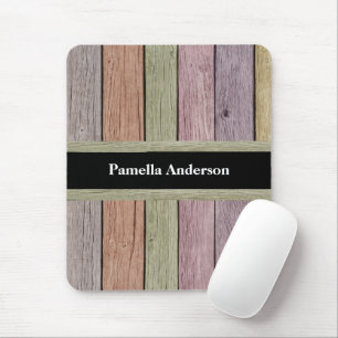 Tapis De Souris Rustic Pastel Bois Plank Nom personnalisable