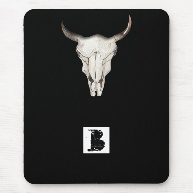 Tapis De Souris Rustique Boho Cow Bull Horns Pays de l'Ouest (Devant)