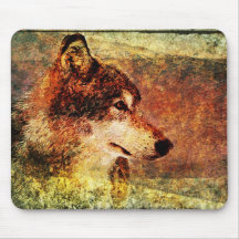 Tapis de souris rustique de loup de bois de