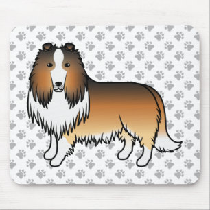 Tapis De Souris Sable Rough Collie Cute Cartoon Dog & Paws