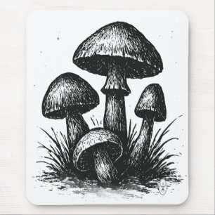 Tapis De Souris Sac à main à motif de champignons dessinés à l'enc