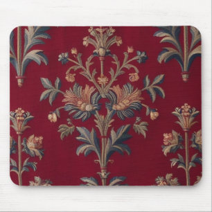 Tapis De Souris Sac broderie medievale fleurie en rouge bordeaux