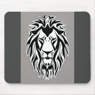 Tapis De Souris Sad lion black and white decal gray background