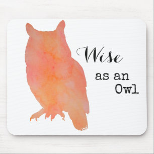 Tapis De Souris Sage comme un hibou typographique aquarelle