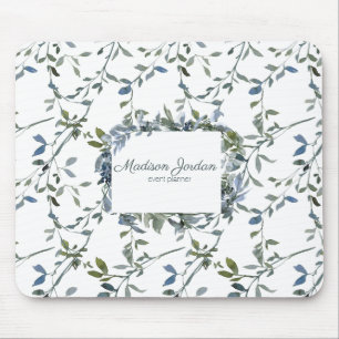 Tapis De Souris Sage Vert Argent Floral