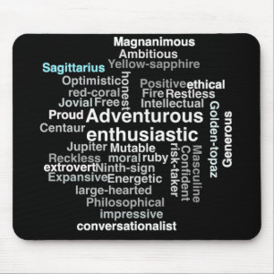 Tapis De Souris Sagitarrius traits de personnalité mots nuages cad