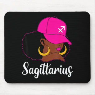 Tapis De Souris Sagittaire Fille Noire Casquette Rose Anniversaire