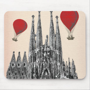 Tapis De Souris Sagrada Familia et ballons à air d'un rouge ardent