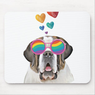 Tapis De Souris Saint Bernard Chien avec Coeurs Saint-Bernard Sain