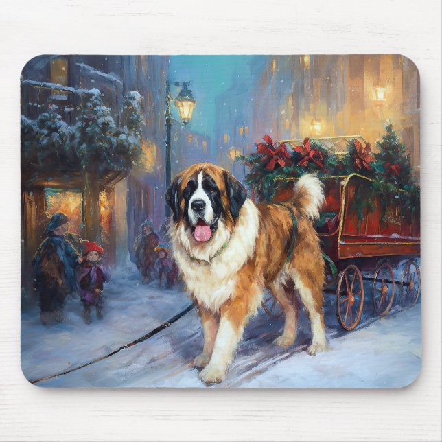 Tapis De Souris Saint Bernard Christmas Festive (Devant)