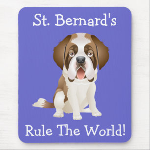 Tapis de souris Saint Bernard Puppy Dog Blue règne