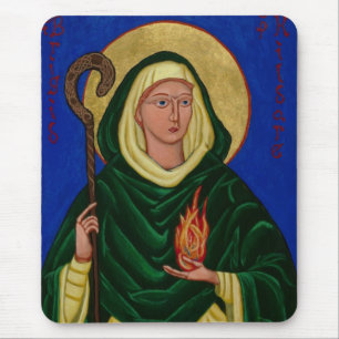 Tapis De Souris Saint Brigid avec le feu Saint