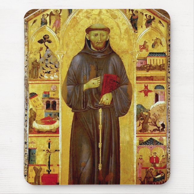 Tapis De Souris Saint Francis d'icône médiévale de beaux-arts (Devant)