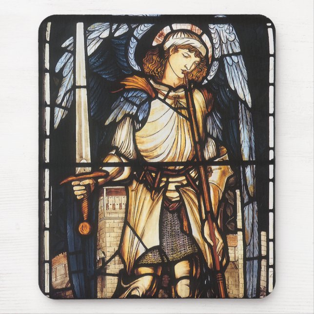 Tapis De Souris Saint Michael par Sir Edward Coley Burne-Jones (Devant)