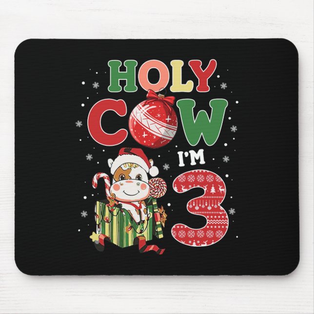 Tapis De Souris Saint Vache Je suis 3 Anniversaire Garçon 3e Vache (Devant)