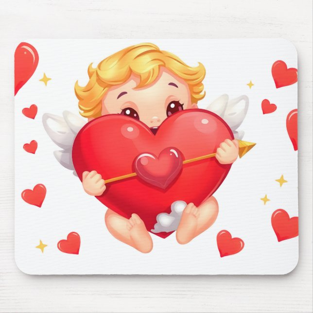 Tapis De Souris Saint-Valentin 2025 : Angels mignons et joyeux 👼  (Devant)