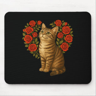 Tapis De Souris Saint Valentin Chat Mignon Fleur Heart Drôle Amour