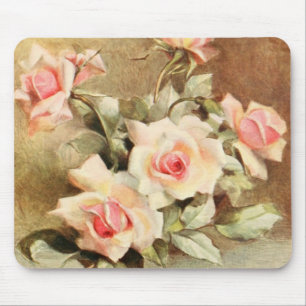 Tapis De Souris Saint-Valentin d'amour romantique Roses roses vint