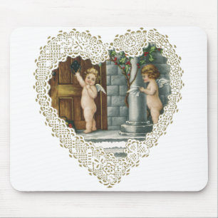 Tapis De Souris Saint-Valentin victorien, anges vintage avec lettr