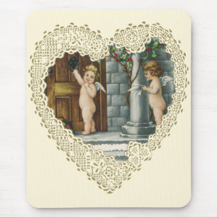 Tapis De Souris Saint-Valentin victorien vintage, Ange avec Lettre