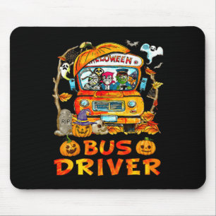 Tapis De Souris Saison Citrouille du conducteur de bus scolaire Sq