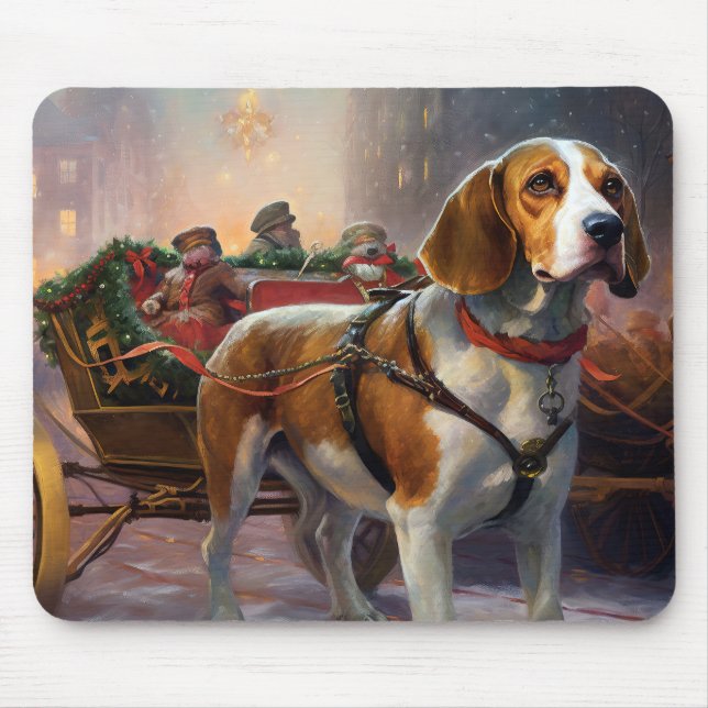 Tapis De Souris Saison festive de Noël beagle (Devant)
