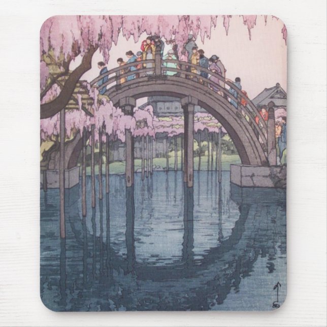Tapis De Souris Sakura Cherry Blossom, pont du fleuve Kameido Japo (Devant)