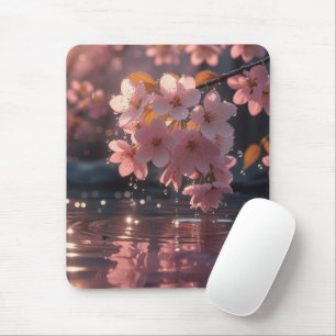 Tapis De Souris Sakura Rose Fleurit Sur L'Eau Serene Spring Nat