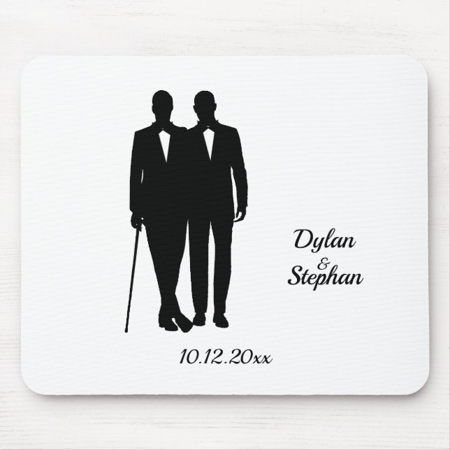 Tapis De Souris Salles de Mariage gay avec nom et date (Devant)