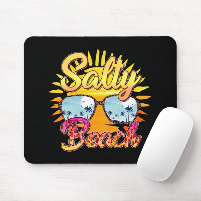 Tapis De Souris Salty Beach | Soleil et palmier tropicaux (Avec souris)