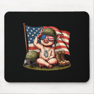 Tapis De Souris Saluer Cochon Américain Drapeau Jour commémoratif