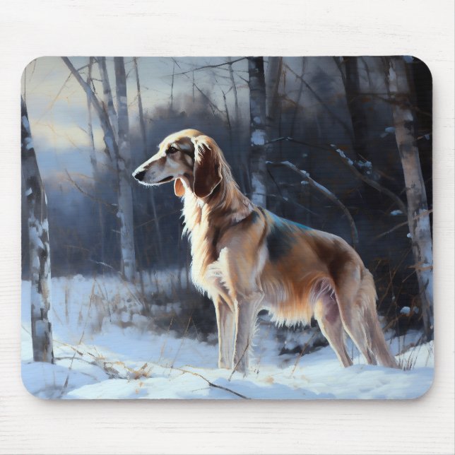 Tapis De Souris Saluki Laisser neiger Noël (Devant)