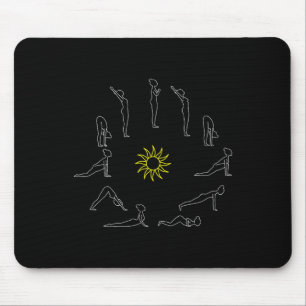 Tapis De Souris Salutation au soleil de yoga Surjanamaskar Lineart