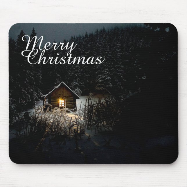 Tapis De Souris Salutations de Noël avec Witch House (Devant)