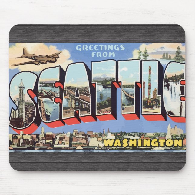Tapis De Souris Salutations de Seattle Washington, cru (Devant)