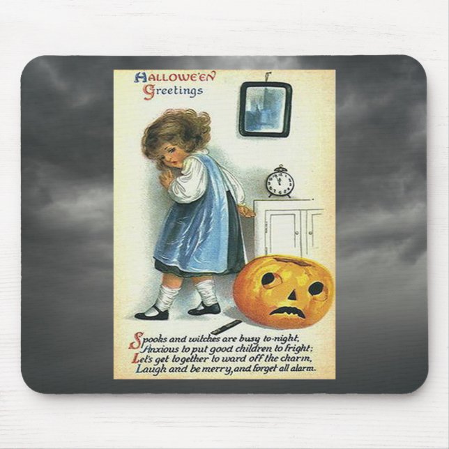 Tapis De Souris Salutations d'Halloween vintage (Devant)