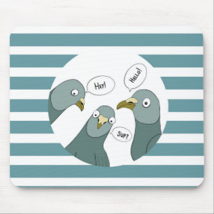 Tapis De Souris Salutations Drôle De Pigeon Avec Des Bleues