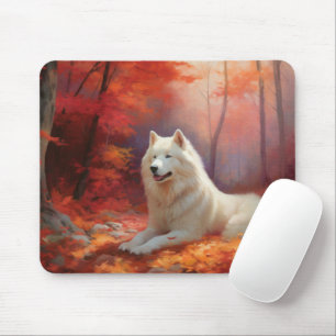 Tapis De Souris Samoyé en automne Leaves Fall Inspire