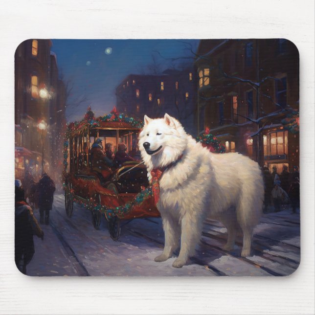 Tapis De Souris Samoyed Christmas Festive Saison (Devant)