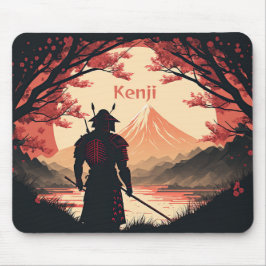 Tapis De Souris Samurai et Mt Fuji personnalisés avec Pleine lune