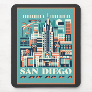 Tapis De Souris San Diego California Art Déco