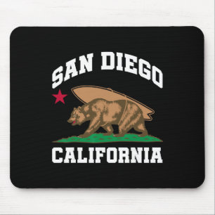 Tapis De Souris San Diego Californie Ours Surfant Surfeur 