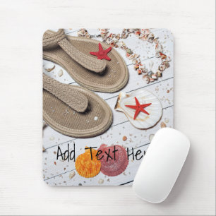 Tapis De Souris Sandales, coquillages et Starfish à la plage
