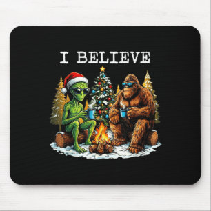 Tapis De Souris Santa Bigfoot Et Alien Ufo Paranormal Cryptide Noë